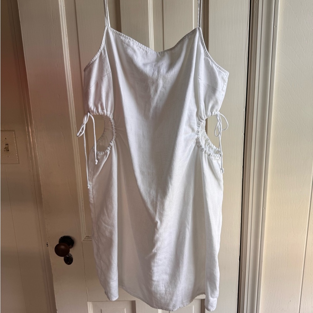 aerie White Mini Dress with Side Cutouts